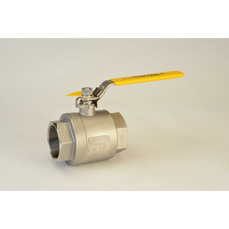 CHICAGO VALVES AND CONTROLS 1", 2 Piece 1000 WOG Full Port Stainles Steel Ball Valve FNPT Ends N2066R010